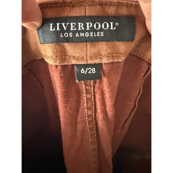 Liverpool Los Angeles Womens Cropped Jogger Pants Brown Size 6/28 With Zippered - Picture 6 of 8